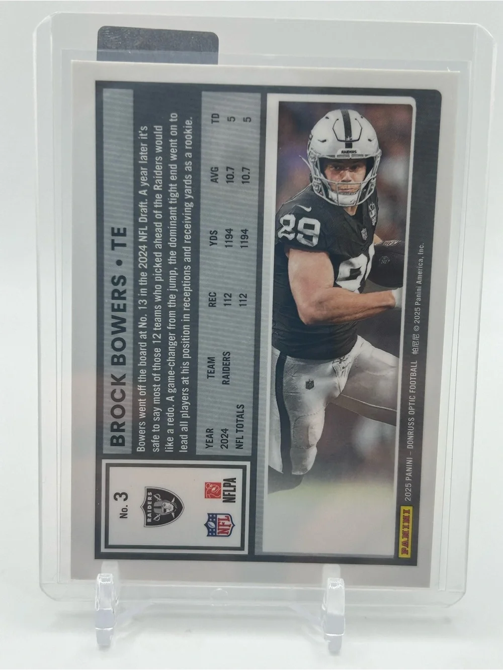 Brock Bowers Las Vegas Raiders Football Card 🏈